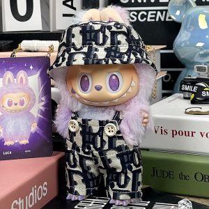 Monogram Contrast Outfit for Labubu Graphic Elegance in Black & White