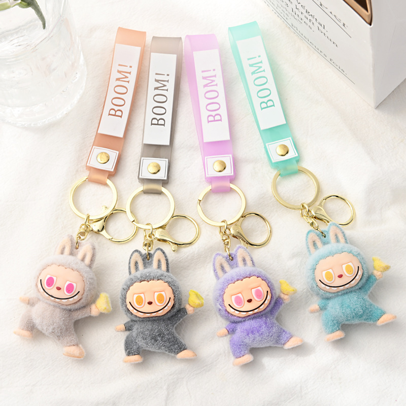 Labubu Plush Keychain – Cute Kawaii Key Ring with “BOOM!” Headband
