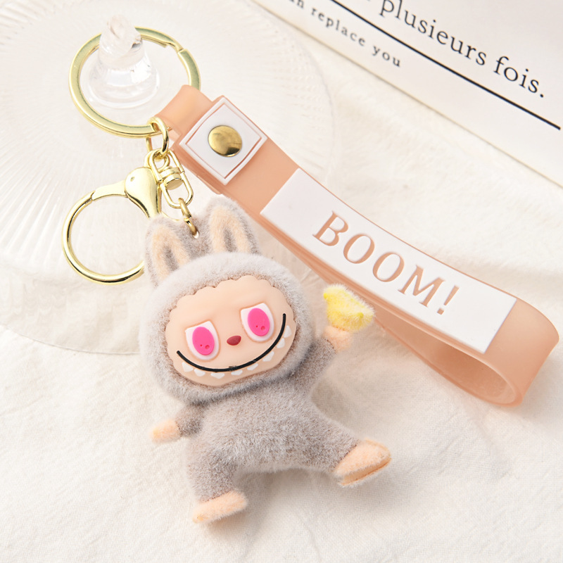 Labubu Plush Keychain – Cute Kawaii Key Ring with “BOOM!” Headband - Image 3