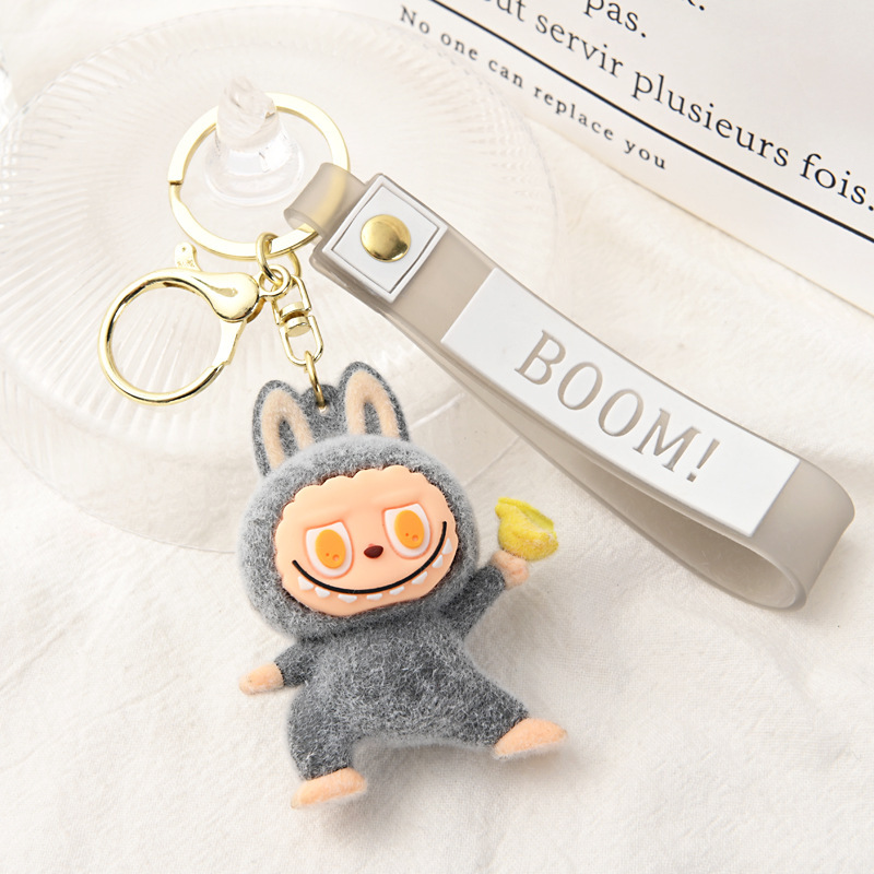 Labubu Plush Keychain – Cute Kawaii Key Ring with “BOOM!” Headband - Image 2