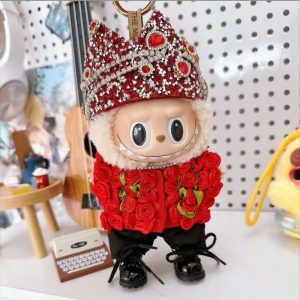 Royal Crown Costume for Labubu Figurine – Ruby Roses Edition