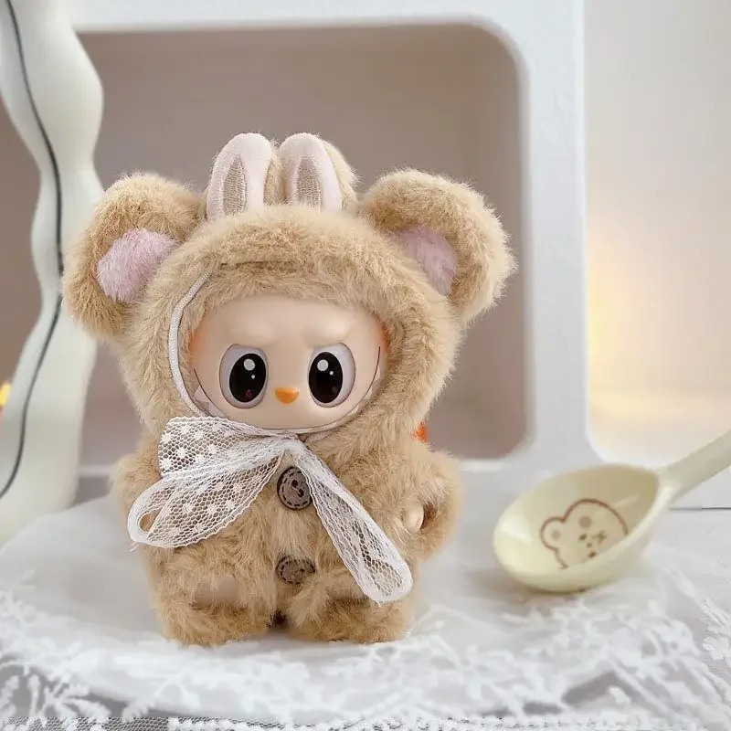 Clothes for 17 cm Plush Doll – Kawaii Outfit with Teddy Bear Hood - Image 2