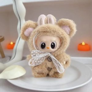 Clothes for 17 cm Plush Doll – Kawaii Outfit with Teddy Bear Hood