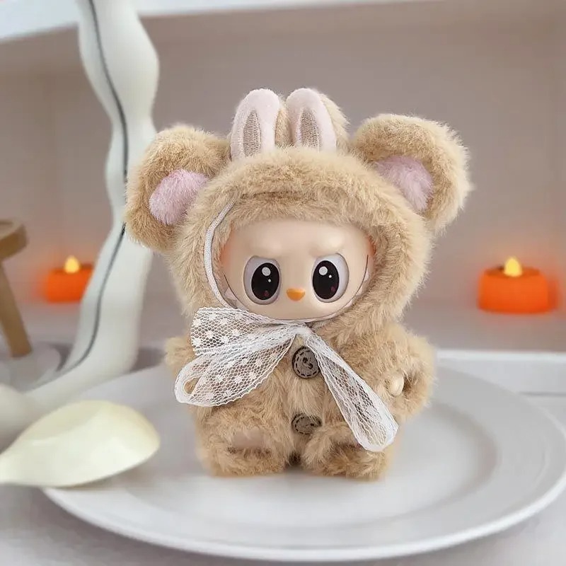 Clothes for 17 cm Plush Doll – Kawaii Outfit with Teddy Bear Hood