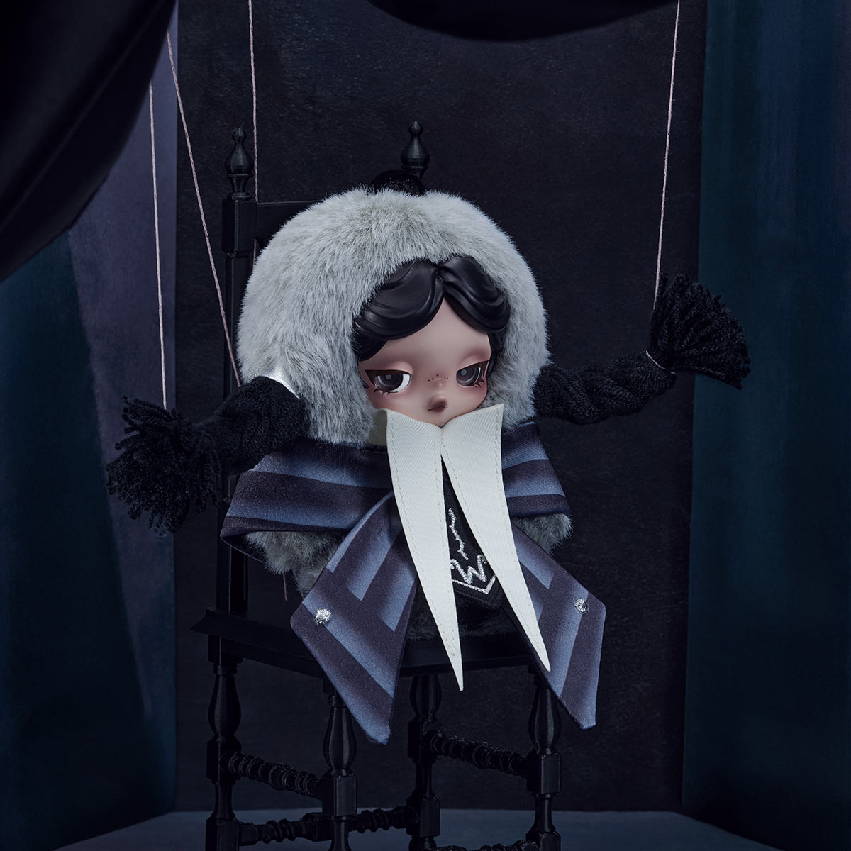 SKULLPANDA × Wednesday Plush – Nevermore Academy Uniform Version | Collectible Designer Art Plush