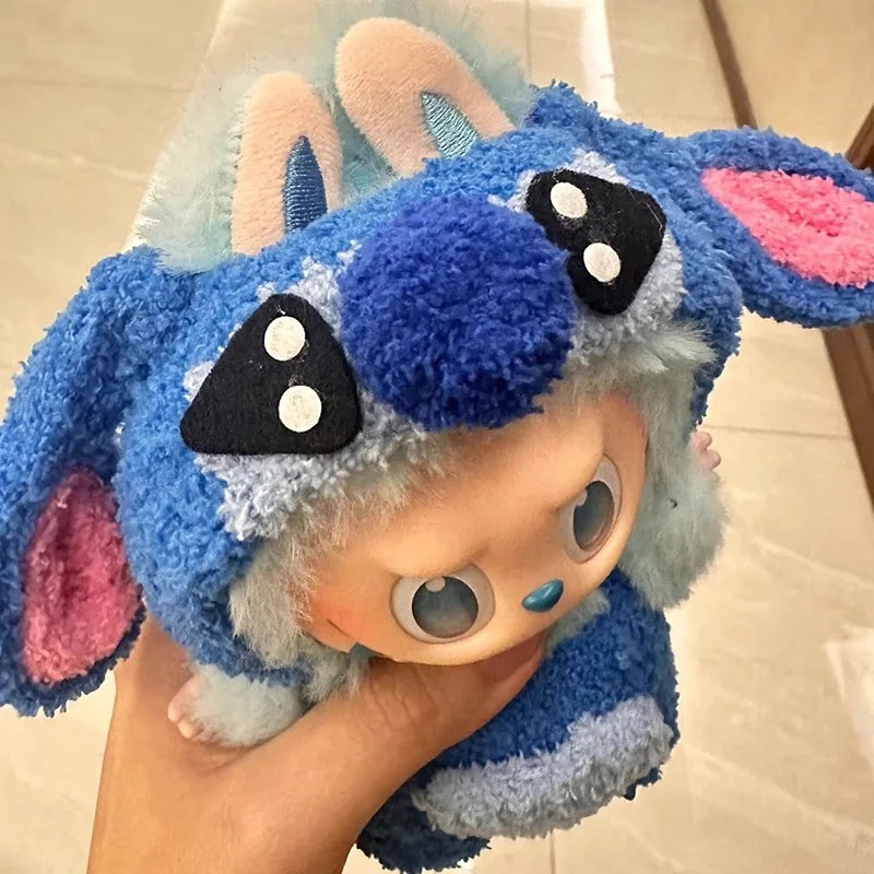 Labubu × Stitch Plush Outfit (17 cm Doll Clothes) – Blue Furry Costume - Image 4