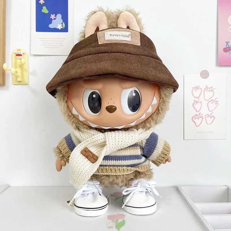 Autumn Explorer Labubu Outfit (38 cm Doll Clothes) – Cosy Sweater, Hat & Scarf Set - Image 2