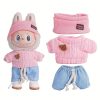 Labubu 17 cm Clothes Set – 3-Piece Pink Knit & Denim Outfit