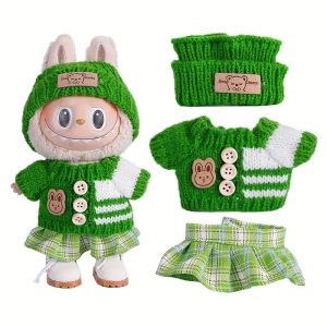 Labubu 17 cm Clothes Set – 3-Piece Green Knit Outfit (Doll Not Included)